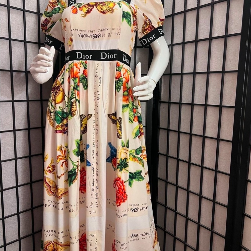 Dior Orange Maxi Dress Sleeveless Sundress for Wedding